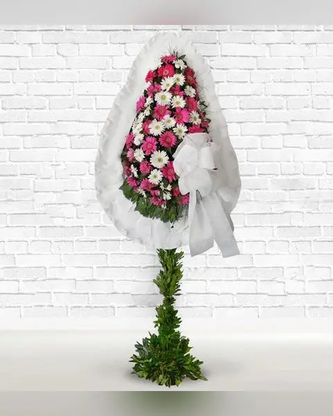 Pembe Beyaz Gerbera Ayaklı Sepet